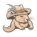 wombat with crocodile Dundee hat  tattoo design idea