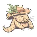 wombat with crocodile Dundee hat  tattoo design idea