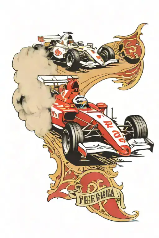 white Ferrari F1 car tattoo design idea