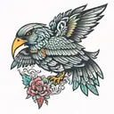 native huelga bird tattoo design idea