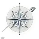 compass with maple leafs tattoo design idea