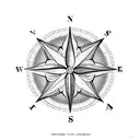 compass with maple leafs tattoo design idea