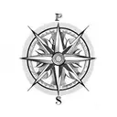 compass with maple leafs tattoo design idea