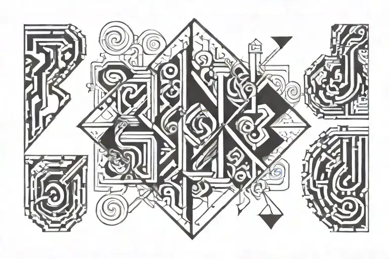 letters V, C, G, J tattoo design idea