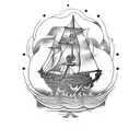 undead pirate ship  tattoo design idea