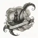 sic parvis magna writing with waves crashing in the background tattoo design idea