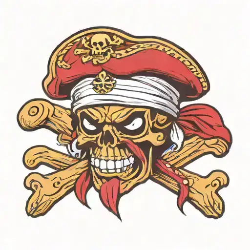 A new-school design of the Straw Hat Pirates Jolly Roger flag with a chef's hat added to represent the client's occupation as a chef tattoo design idea