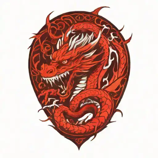  blood red and white dragon tattoo design idea