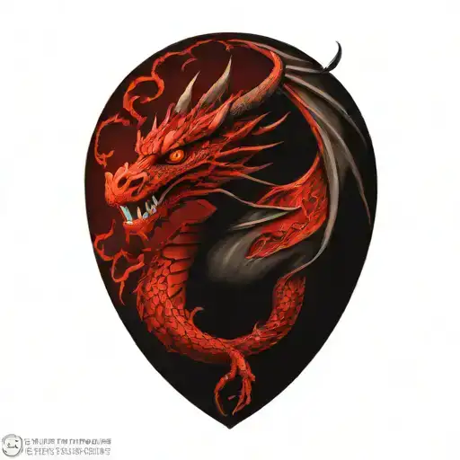black and blood red and white dragon tattoo design idea