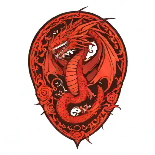 black and blood red and white dragon tattoo design idea