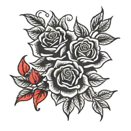 black and red roses tattoo design idea