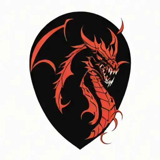 black and blood red and white dragon tattoo design idea