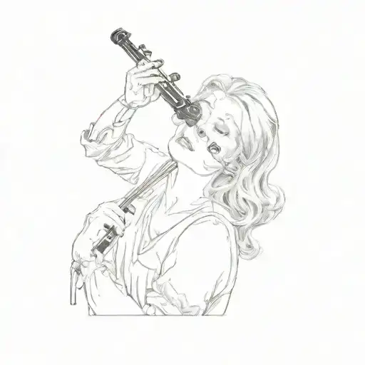 a blonde woman playing the violin tattoo design idea