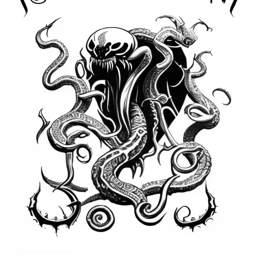 axe inspired by venom and Cthulhu tattoo design idea