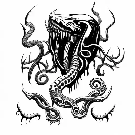 axe inspired by venom and Cthulhu tattoo design idea