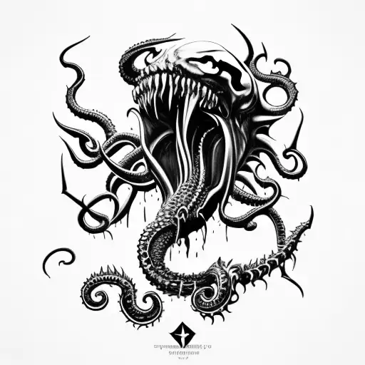 sharp big blade axe inspired by venom and Cthulhu  tattoo design idea