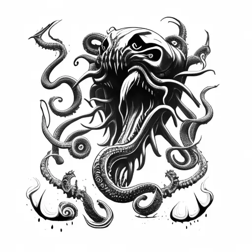 axe inspired by venom and Cthulhu tattoo design idea