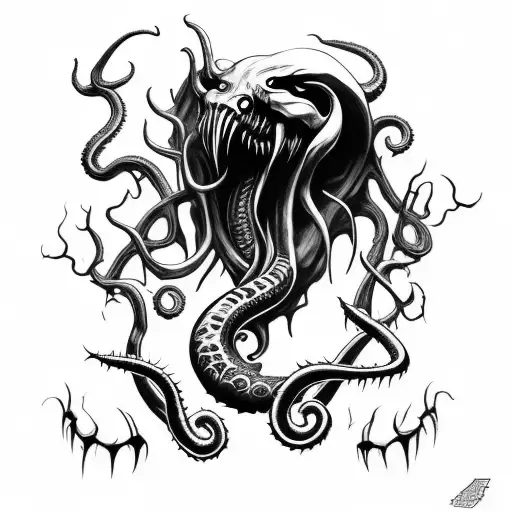 axe inspired by venom and Cthulhu tattoo design idea