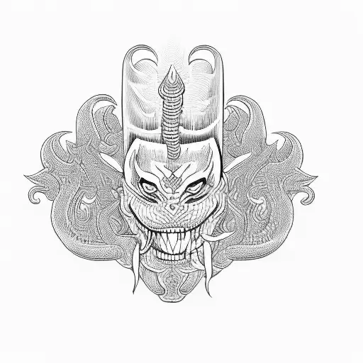 sri lankan devil mask with Venom infused tattoo design idea
