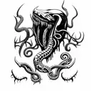 axe inspired by venom and Cthulhu tattoo design idea