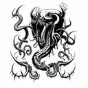 axe inspired by venom and Cthulhu tattoo design idea