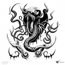 axe inspired by venom and Cthulhu tattoo design idea