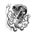 cosmic horror isnpired axe tattoo design idea