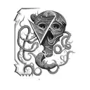 cosmic horror isnpired axe tattoo design idea