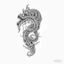 an axe with tentacles teeth claws and cosmic horror tattoo design idea