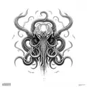 cthulhu cosmic horror inspired axe tattoo design idea