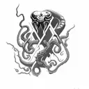 an axe inspired by venom and Cthulhu tattoo design idea