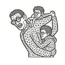 Keith Haring inspired two men holding kid on their shoulders tattoo design idea