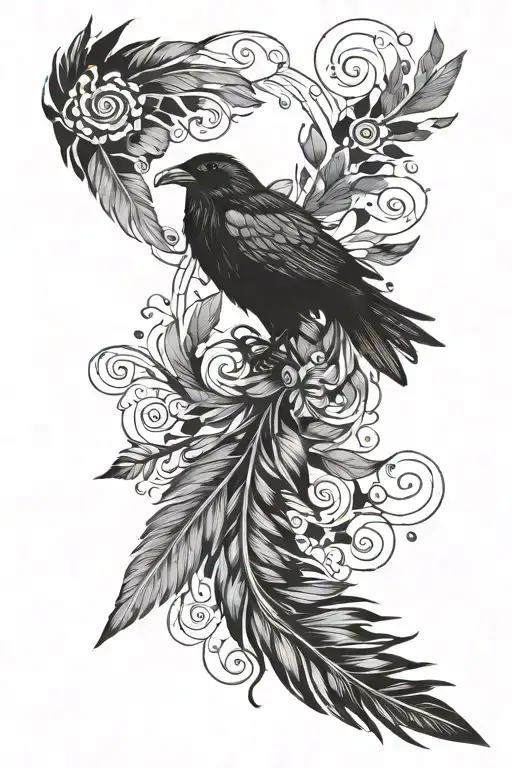 crow feathers spiraling away from wing   tattoo design idea