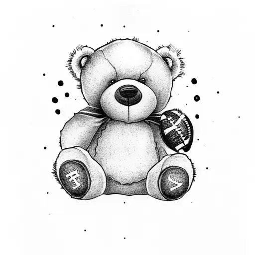 teddy bear holding football tattoo design idea