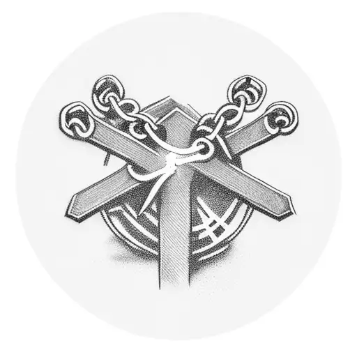 Rosary necklace with cross going down forearm  tattoo design idea