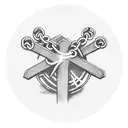 Rosary necklace with cross going down forearm  tattoo design idea