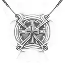 Rosary necklace with cross going down forearm  tattoo design idea