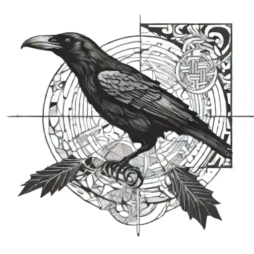 the fibonacci sequence and a crow perched on top tattoo design idea