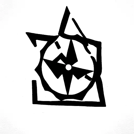 abstract compass with triangle and numbers 9689 tattoo design idea