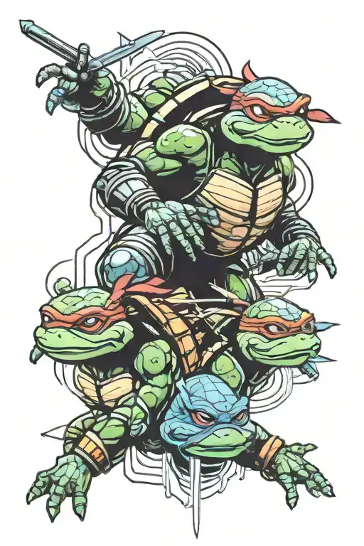 ninja turtles and mario bros tattoo design idea