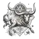 taurus, saggitarius, leo, cancer zodiac symbol and stars tattoo design idea