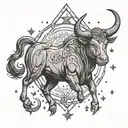 taurus, saggitarius, leo, cancer zodiac symbol and stars tattoo design idea