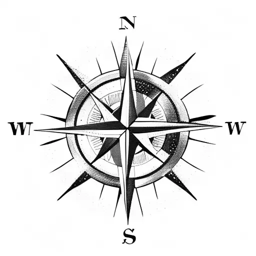 compass with kids names tattoo design idea