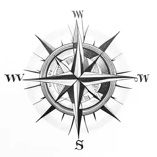 compass with kids names tattoo design idea