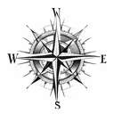 compass with kids names tattoo design idea