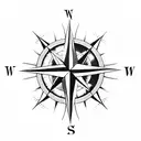 compass with kids names tattoo design idea