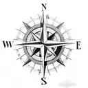 compass with kids names tattoo design idea