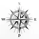 compass with kids names tattoo design idea