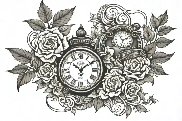 Tennessee state outline, clock face tattoo design idea
