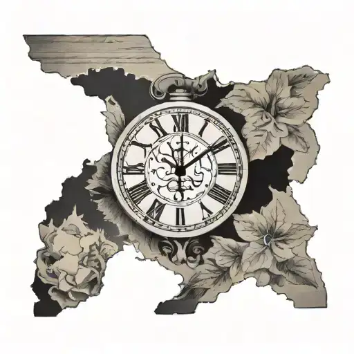 Tennessee outline, Clock face tattoo design idea